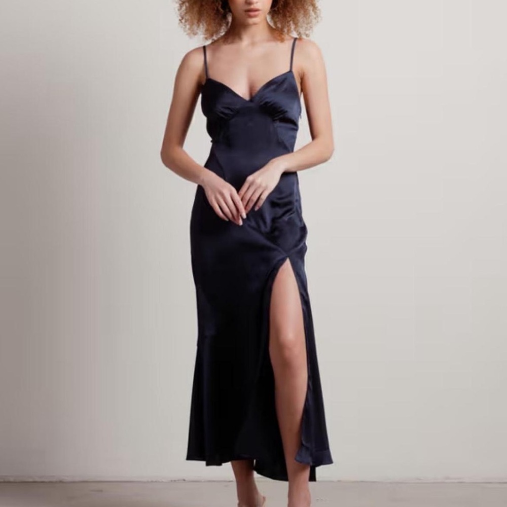 Tobi Navy Bow Midi Dress